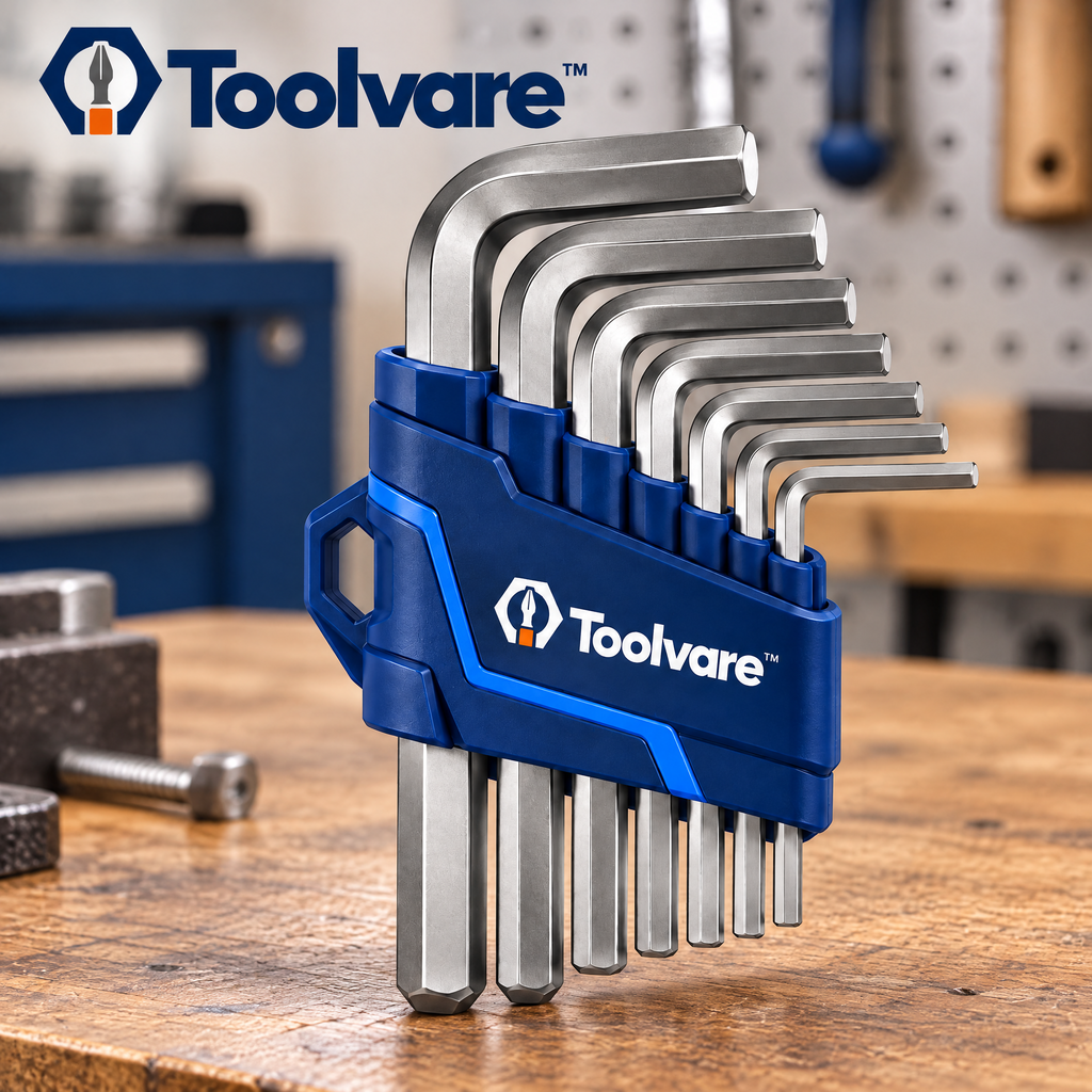 Toolvare™ Hardened Alloy Steel Hex Key Set with Multi-Size L-Shaped Wrenches