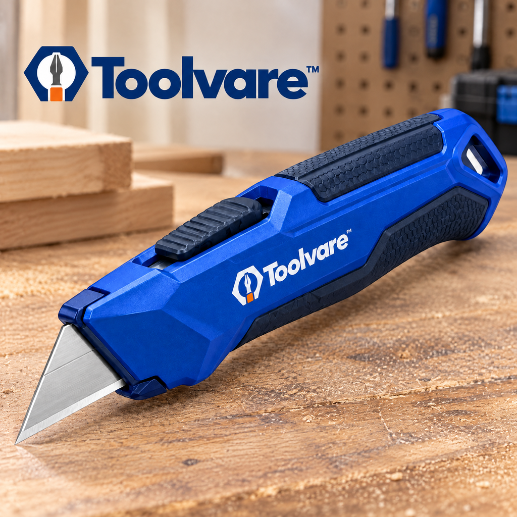 Toolvare™ Professional Retractable Utility Knife with SK5 Steel Blade & Safety Lock