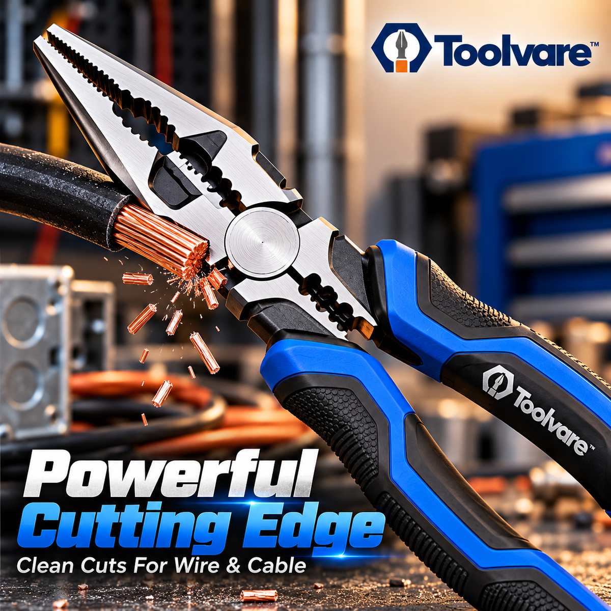 Toolvare™ Multi-Function Electrician Pliers with Cutting, Stripping & Crimping Functions