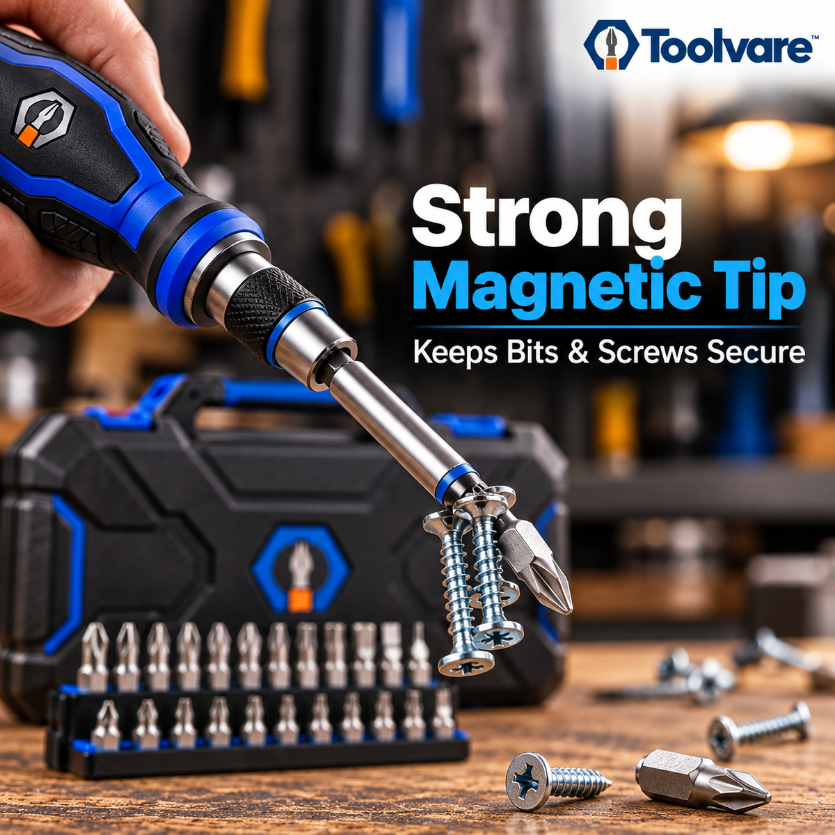 Toolvare™ Magnetic Precision Screwdriver Set with Multi-Size Bits & Portable Storage Case
