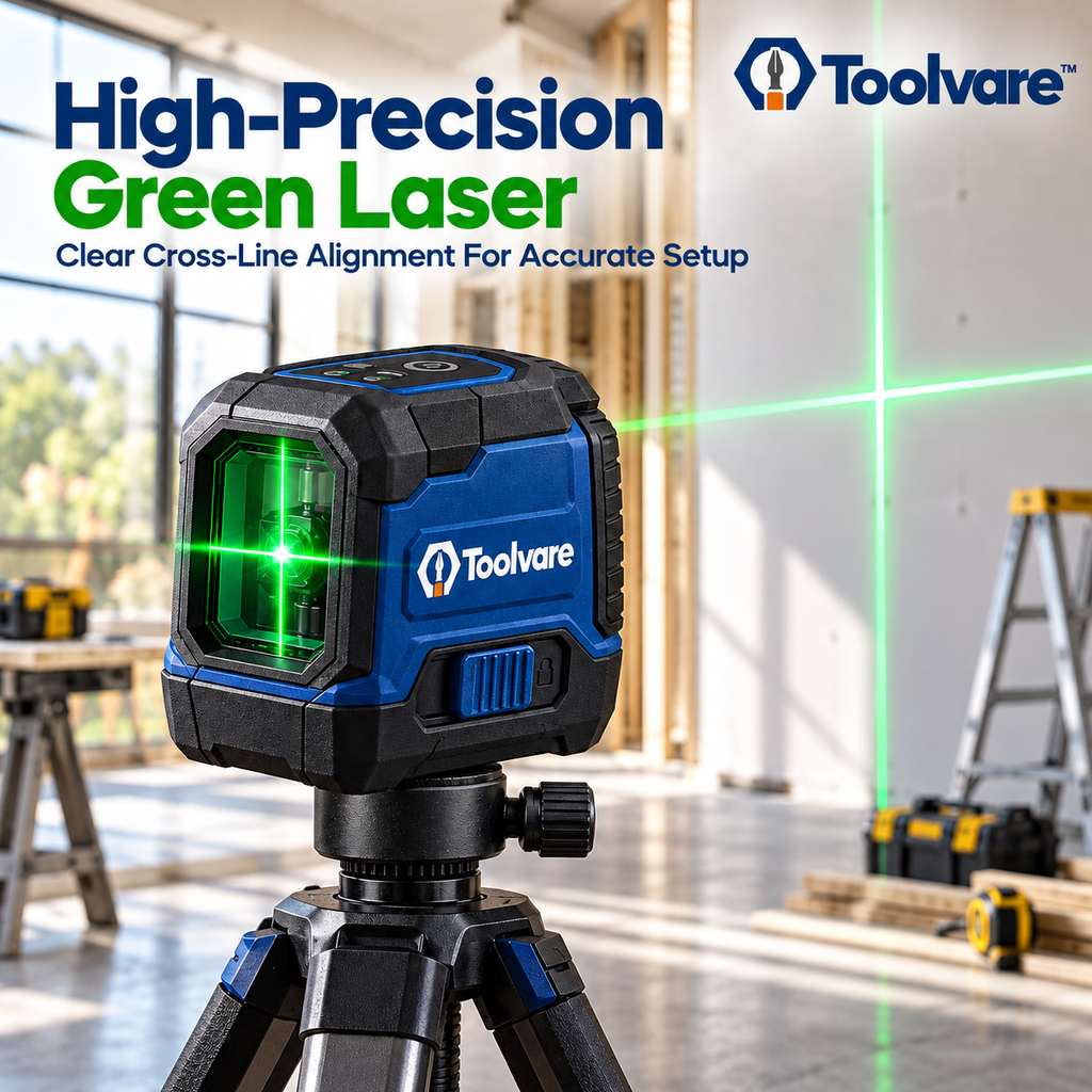 Toolvare™ Green Cross-Line Laser Level with Self-Leveling Alignment System
