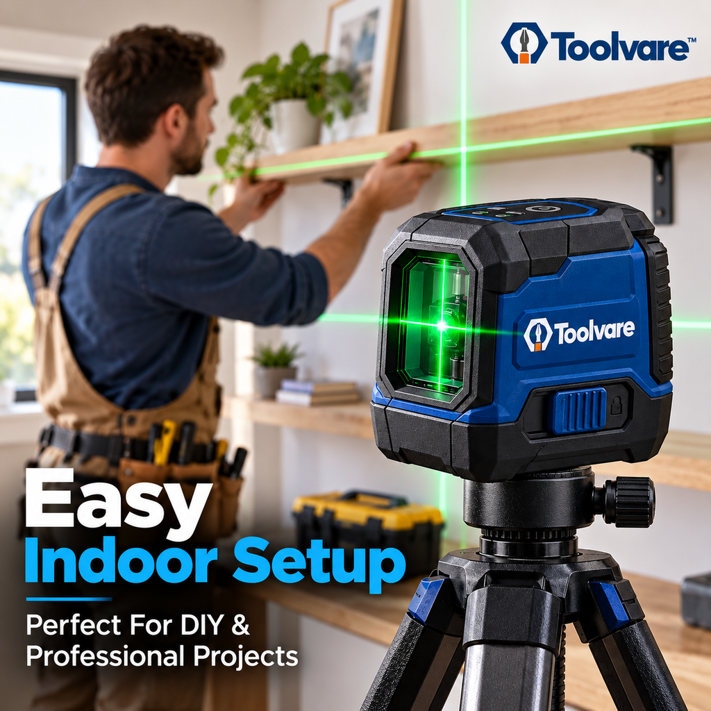 Toolvare™ Green Cross-Line Laser Level with Self-Leveling Alignment System