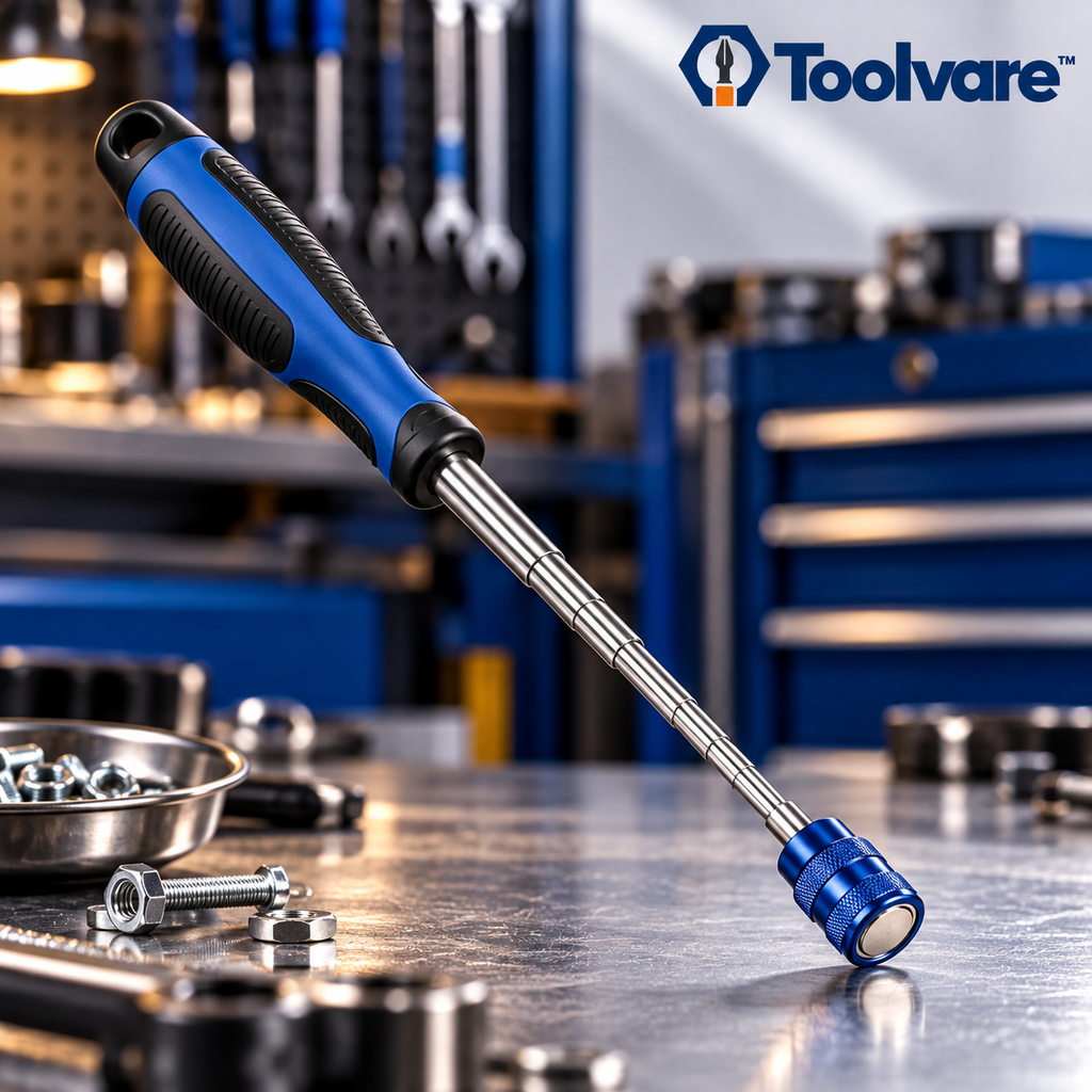 Toolvare™ 25-Inch Telescoping Magnetic Pickup Tool with LED Light & Strong Magnetic Head