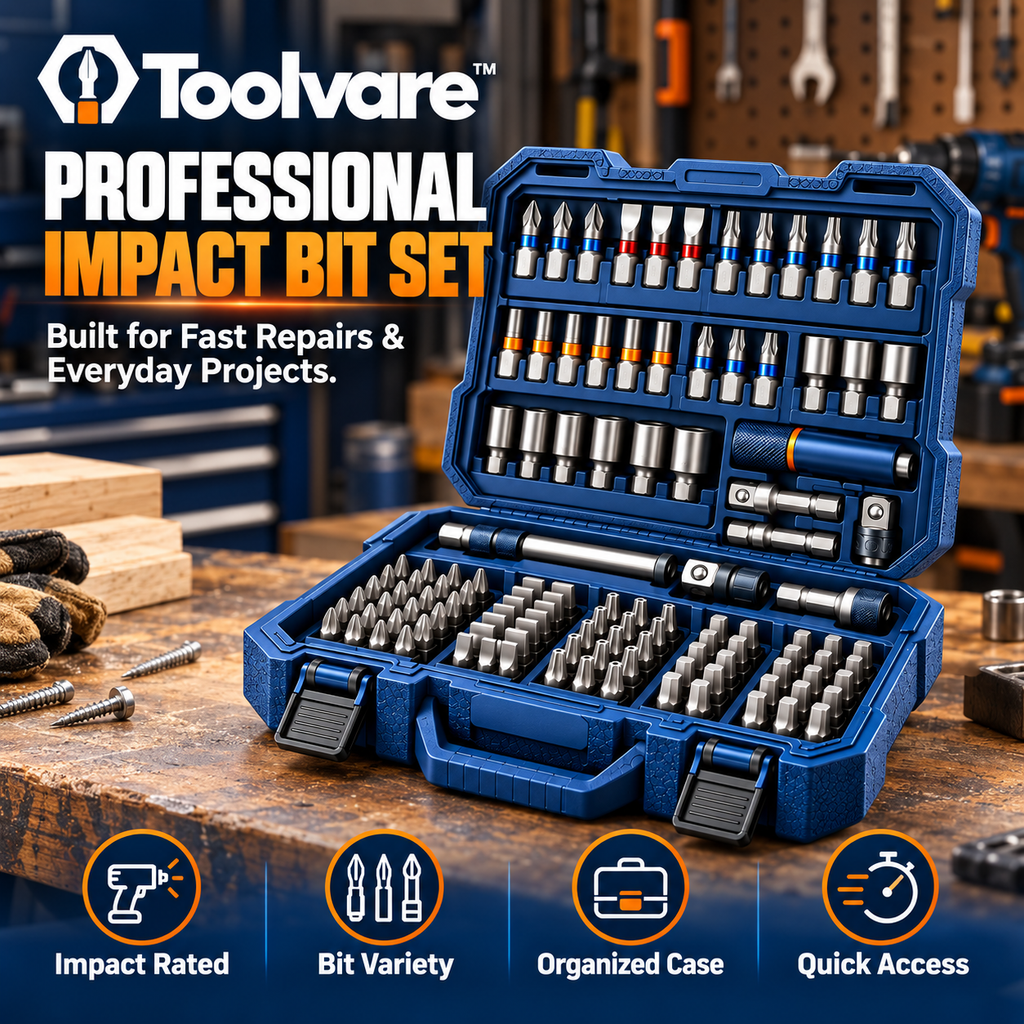 Toolvare™ Professional Impact Drill Bit Set with Multi-Size Hex Shank Screwdriver Bits