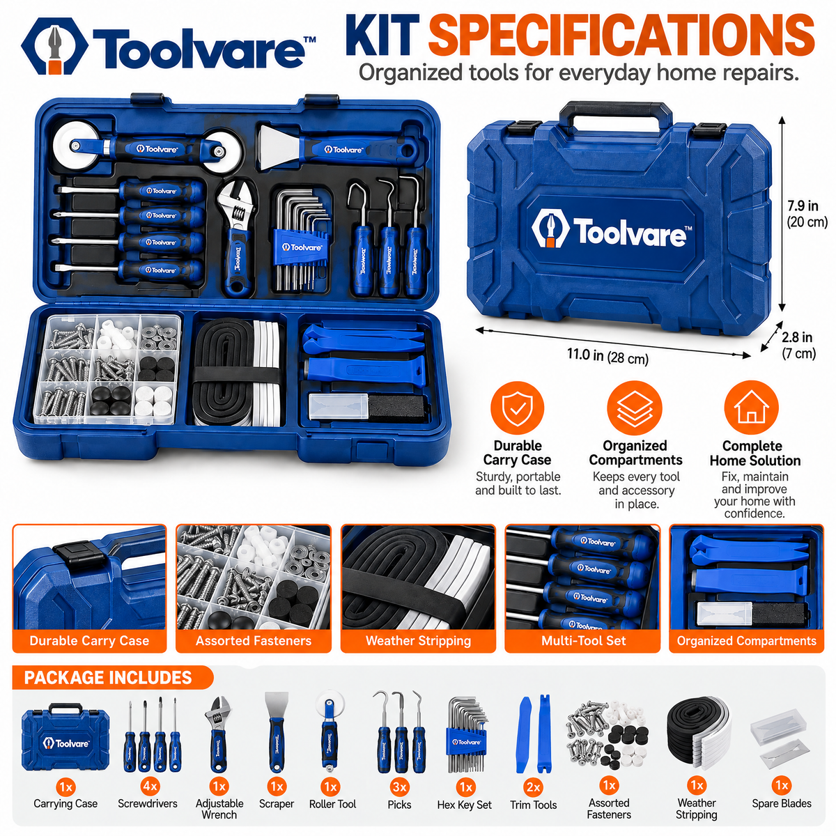 Toolvare™ Door & Window Repair Tool Kit with Multi-Function Home Maintenance Tools & Storage Case