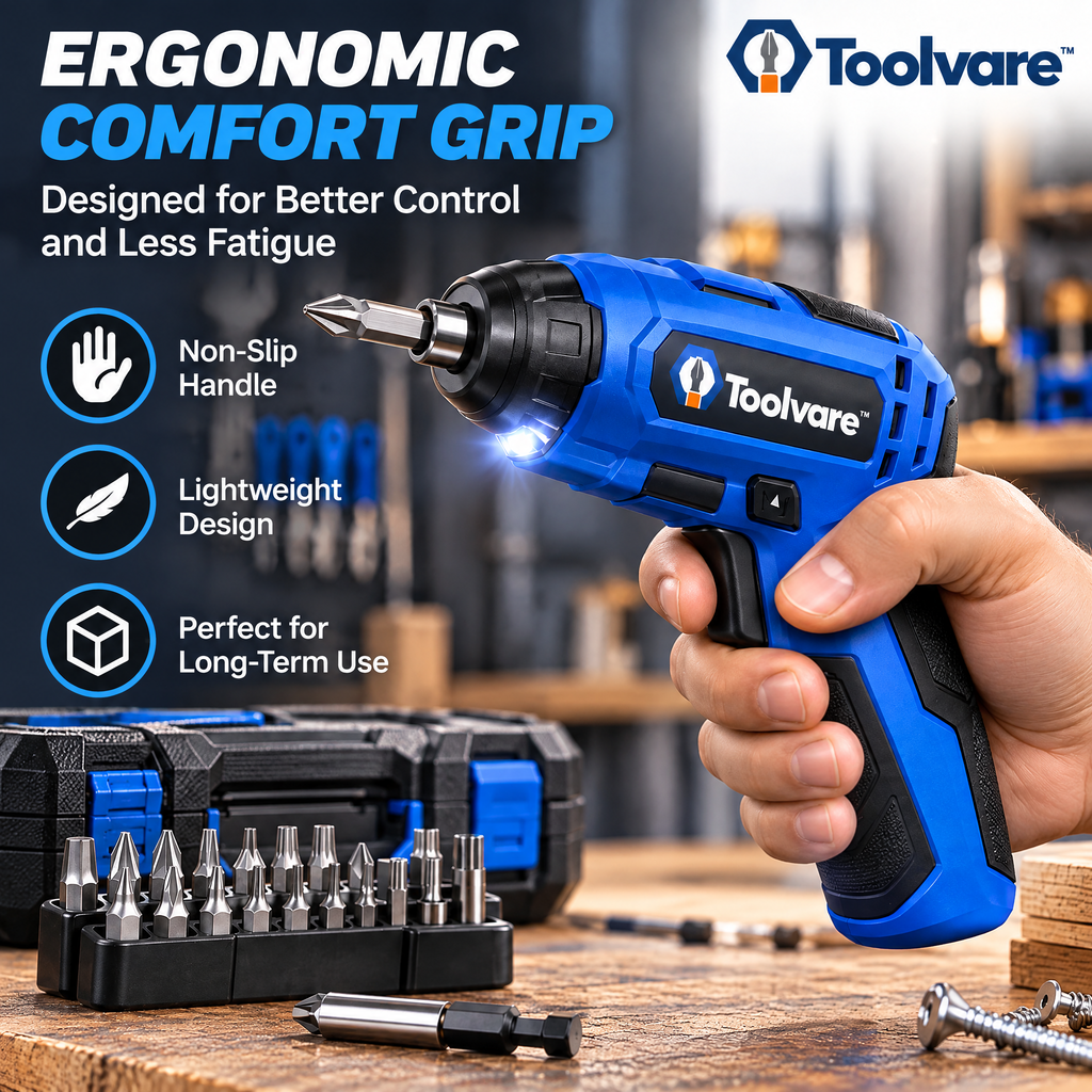 Toolvare™ 3.6V USB-C Rechargeable Cordless Electric Screwdriver with LED Light & Magnetic Bit Holder