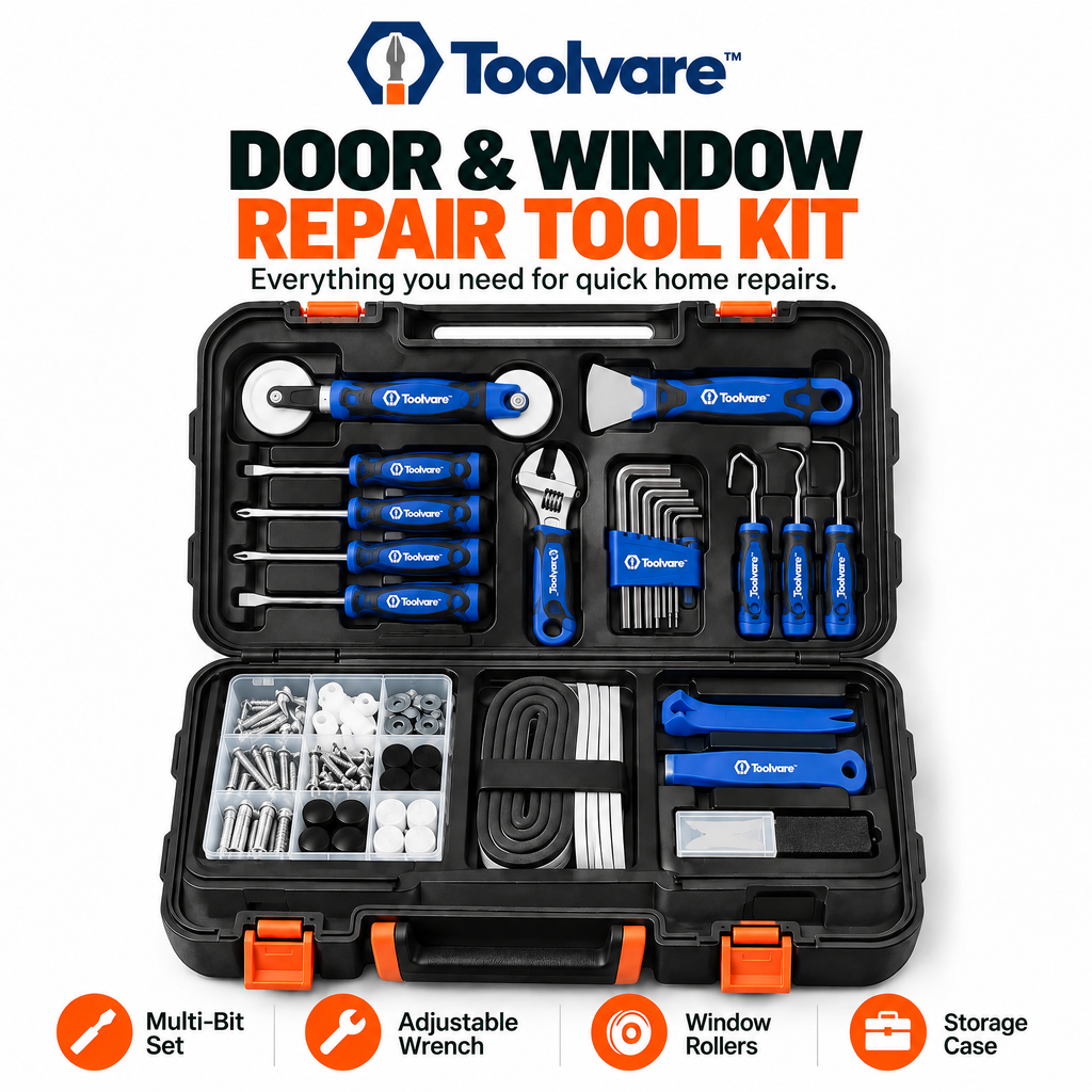 Toolvare™ Door & Window Repair Tool Kit with Multi-Function Home Maintenance Tools & Storage Case
