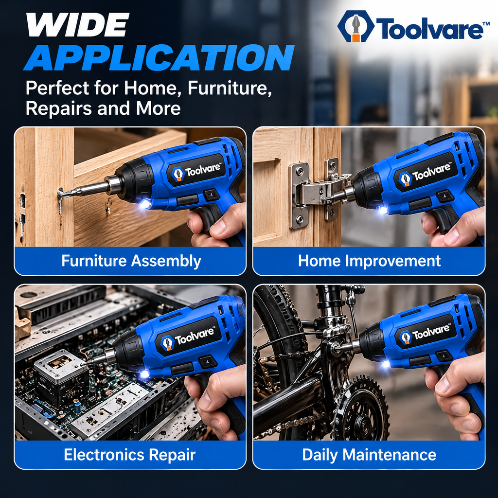 Toolvare™ 3.6V USB-C Rechargeable Cordless Electric Screwdriver with LED Light & Magnetic Bit Holder