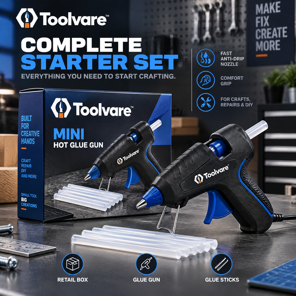 Toolvare™ Mini Fast-Heating Hot Glue Gun with Anti-Drip Nozzle for DIY & Repair Projects