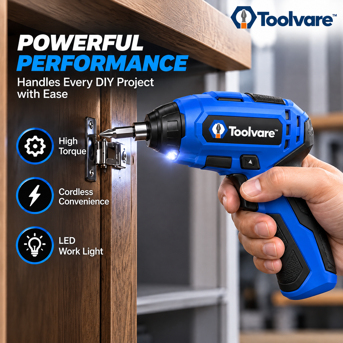 Toolvare™ 3.6V USB-C Rechargeable Cordless Electric Screwdriver with LED Light & Magnetic Bit Holder